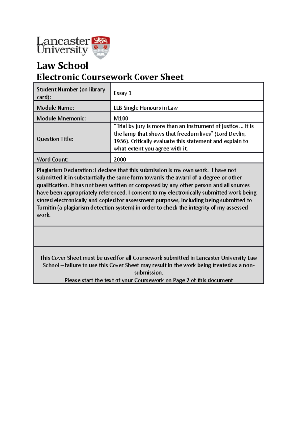 brunel electronic coursework cover sheet