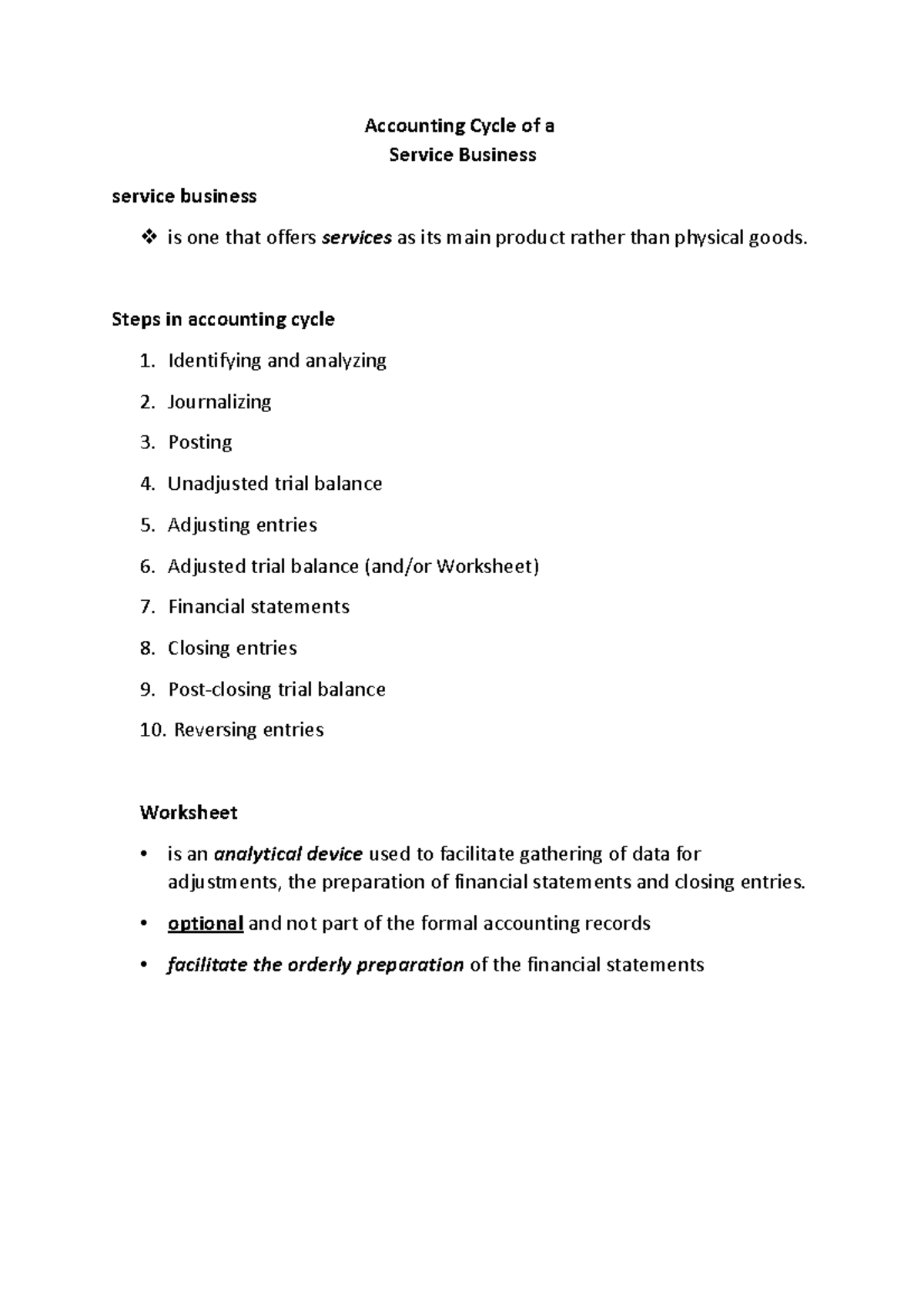 Accounting Cycle - Steps in accounting cycle 1. Identifying and ...