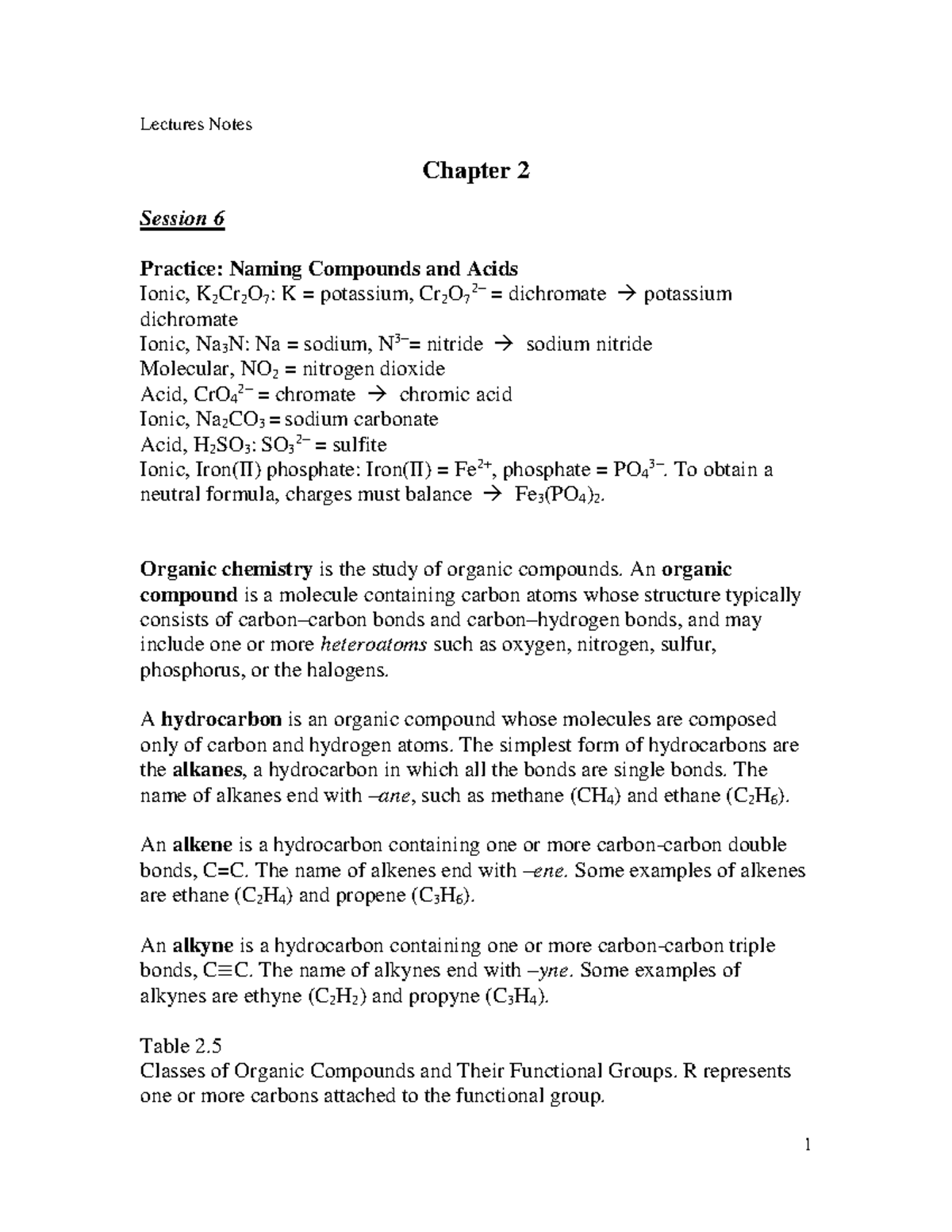 Lecture-Notes CHEM001A-session 6 - Lectures Notes Chapter 2 Session 6 ...