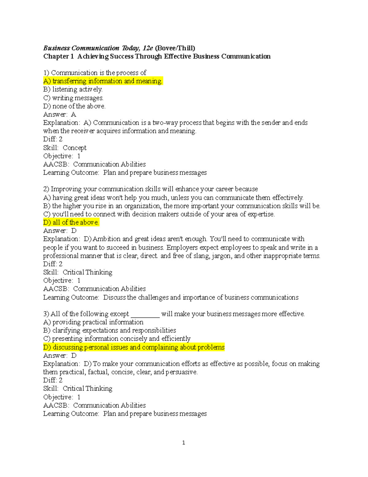 BC Chapter 1 - Business Communication Today, 12e (Bovee/Thill) Chapter ...