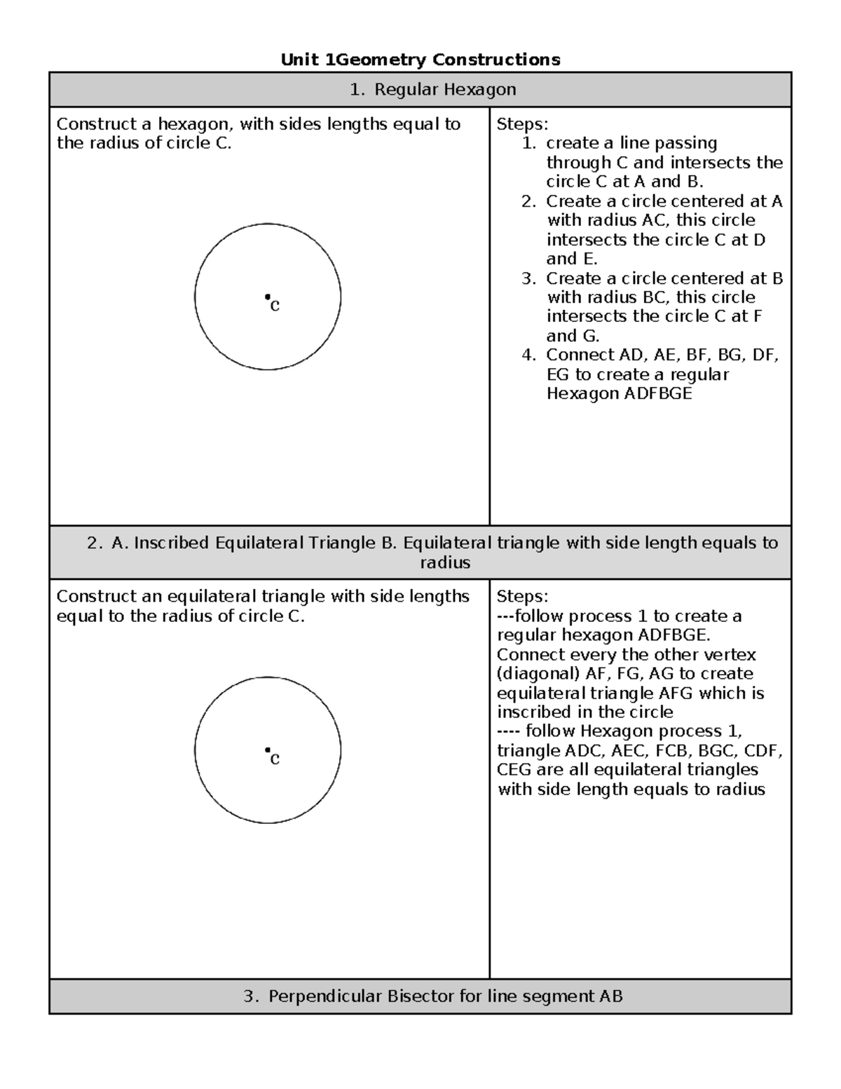 Geometry Constructions with Anwser - Unit 1Geometry Constructions 1 ...