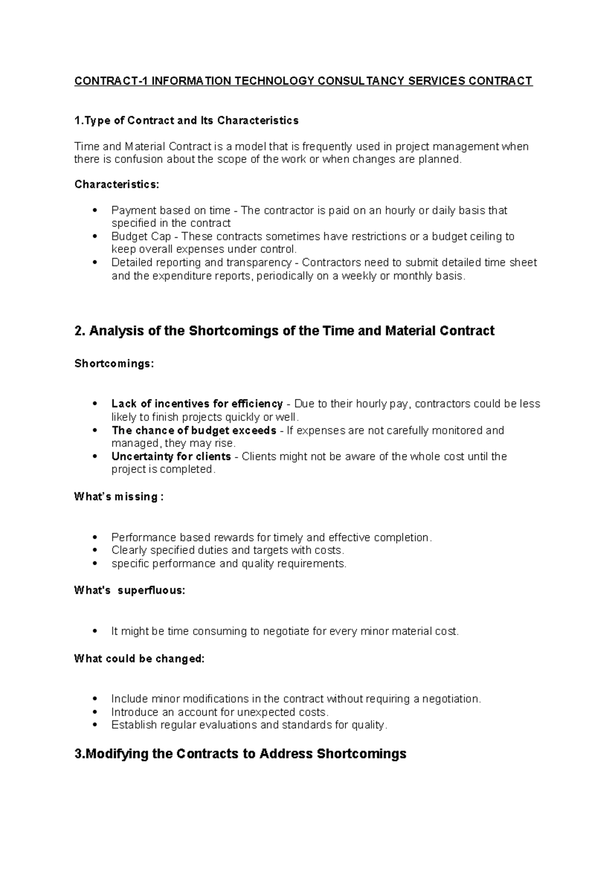 Type of contract - module 1 - CONTRACT-1 INFORMATION TECHNOLOGY ...