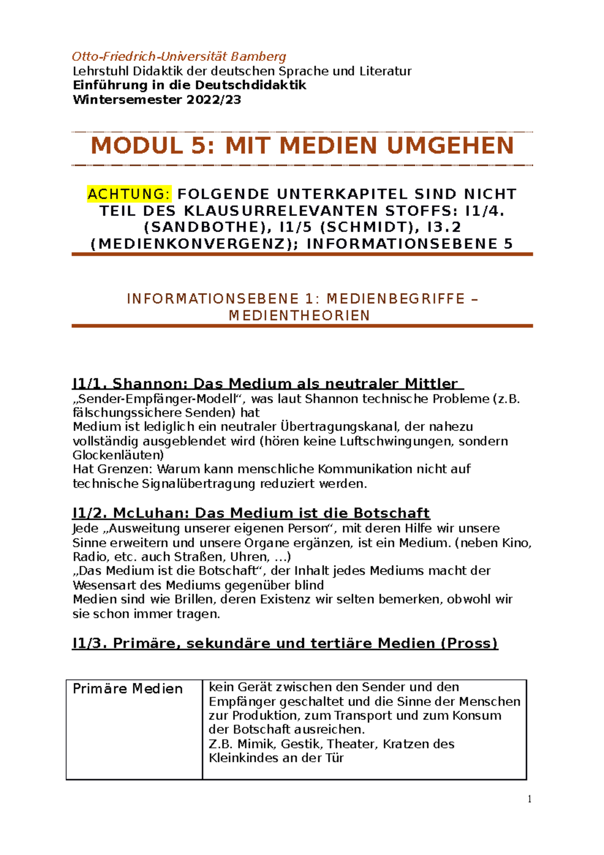 Stichwortzettel Modul 5 Medien - Otto-Friedrich-Universität Bamberg ...