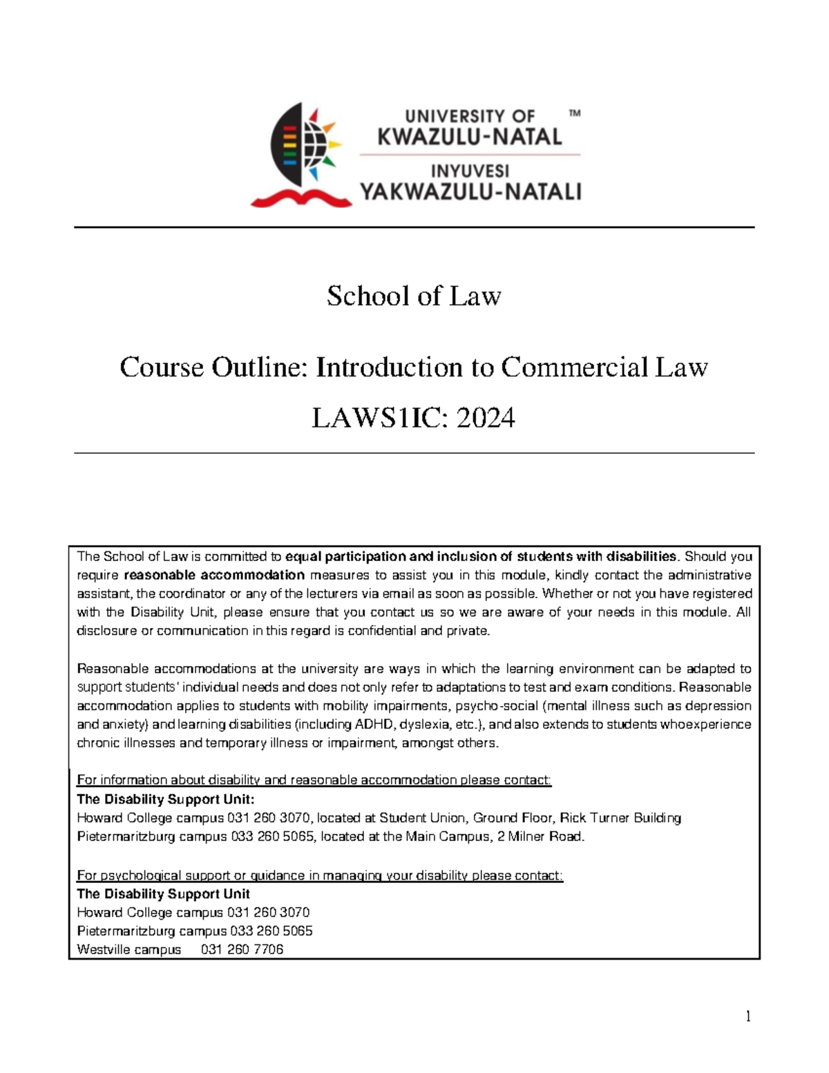 LAWS1IC Course Outline 2024 Final Course Outlie - School of Law Course ...