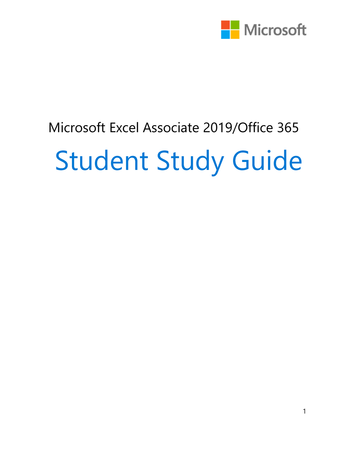 Excelassociate 2019 Studentstudyguide Pdf - 1 Microsoft Excel Associate ...