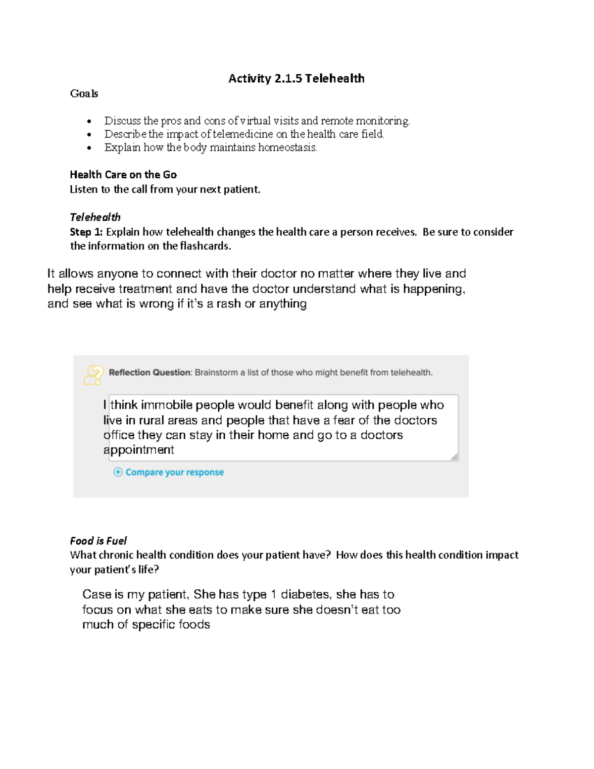 Activity+2 - Pppp - Activity 2.1 Telehealth Goals Discuss the pros and ...