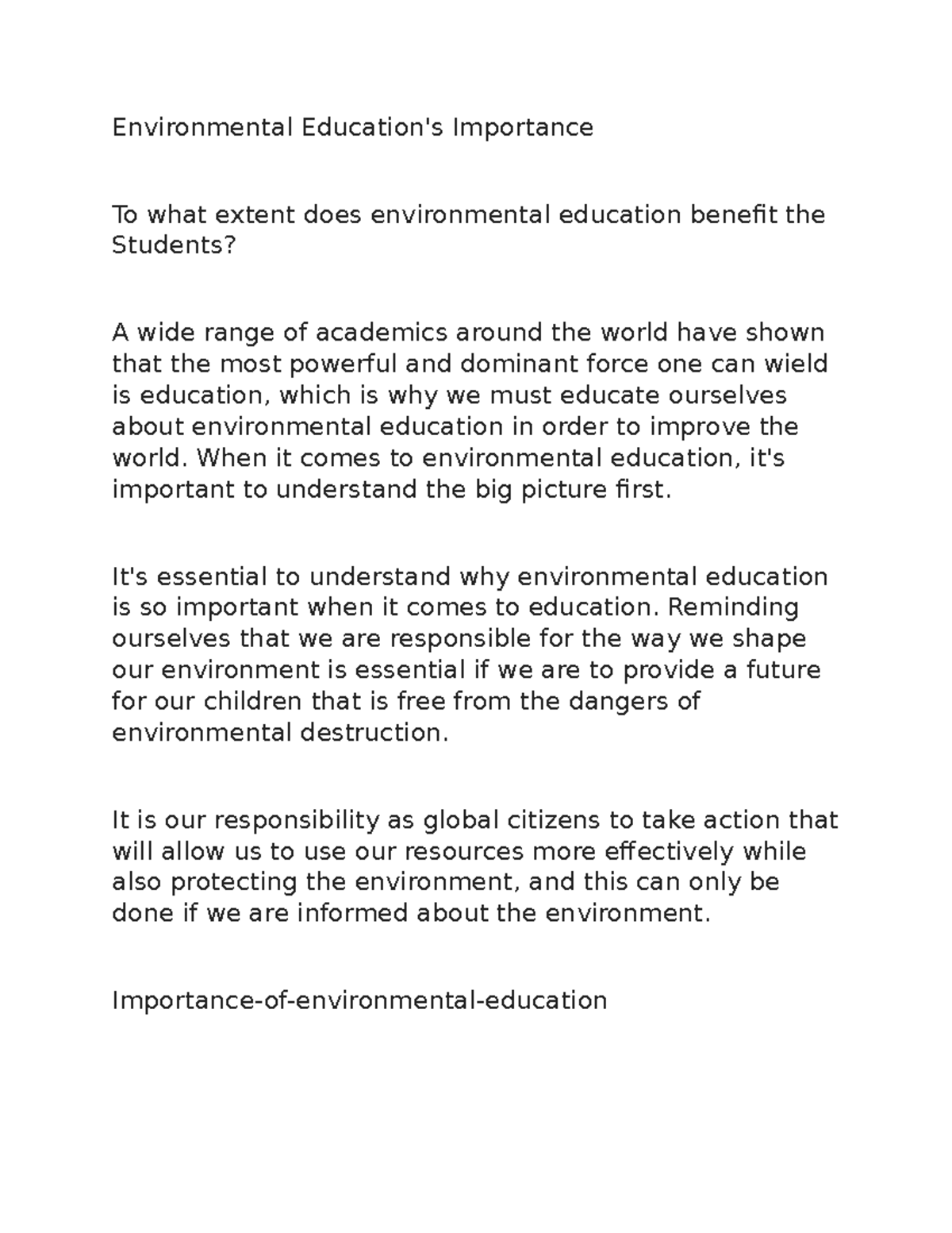 importance-of-environmental-education-amu-studocu