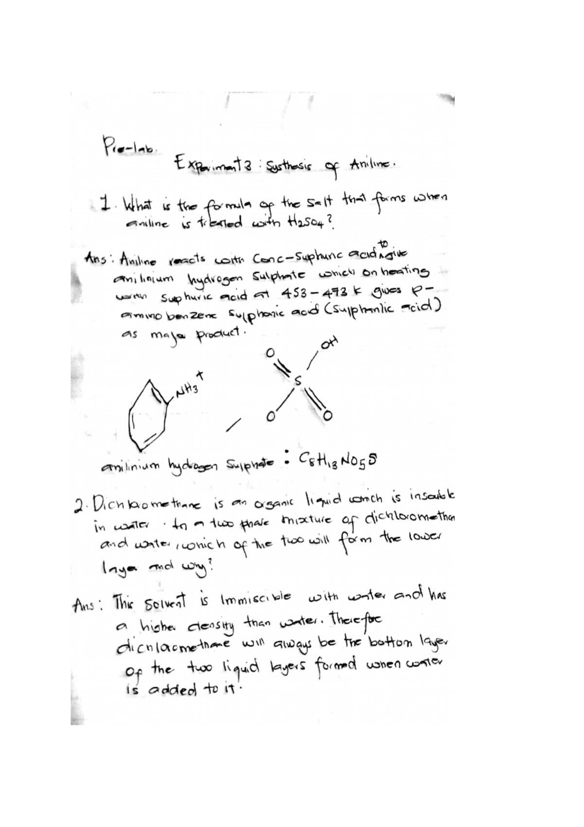 CH201 Practical 1 chemistry Title synthesis of Aniline. AIM The