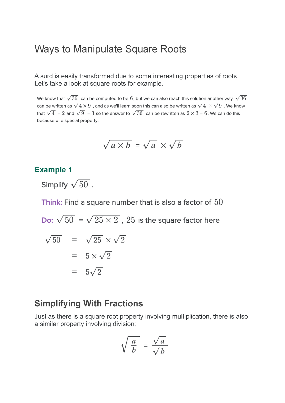 05-working-with-surds-ways-to-manipulate-square-roots-a-surd-is