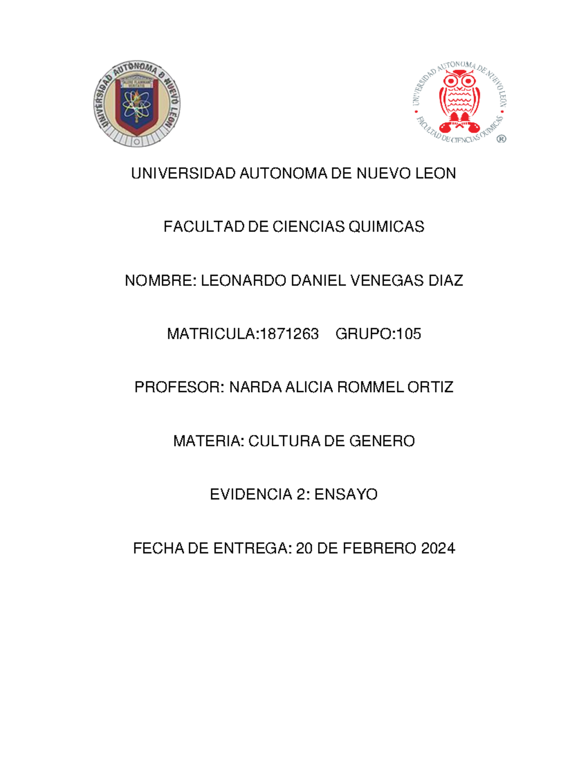 Venegas DIAZ Leonardo Evidencia 2 - UNIVERSIDAD AUTONOMA DE NUEVO LEON ...