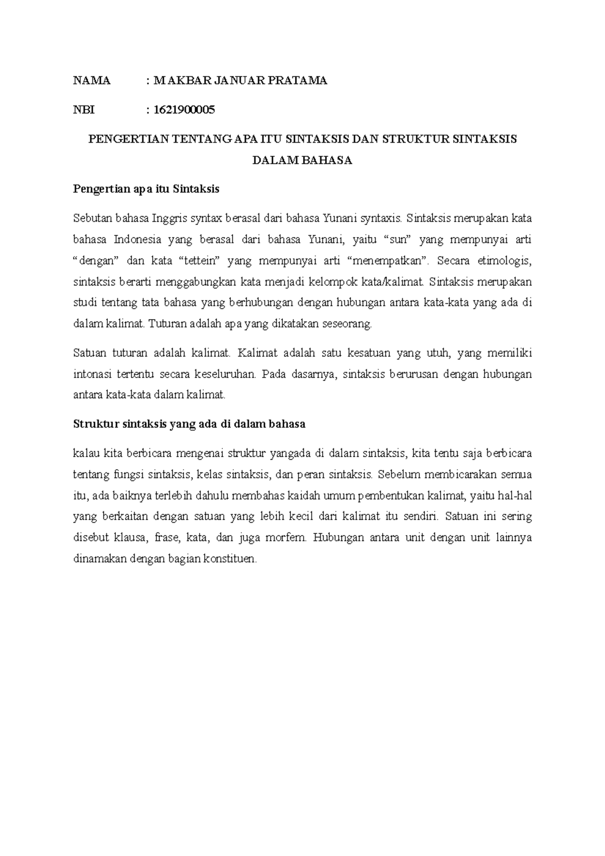 Pengertian Tentang APA ITU Sintaksis DAN Struktur Sintaksis Dalam