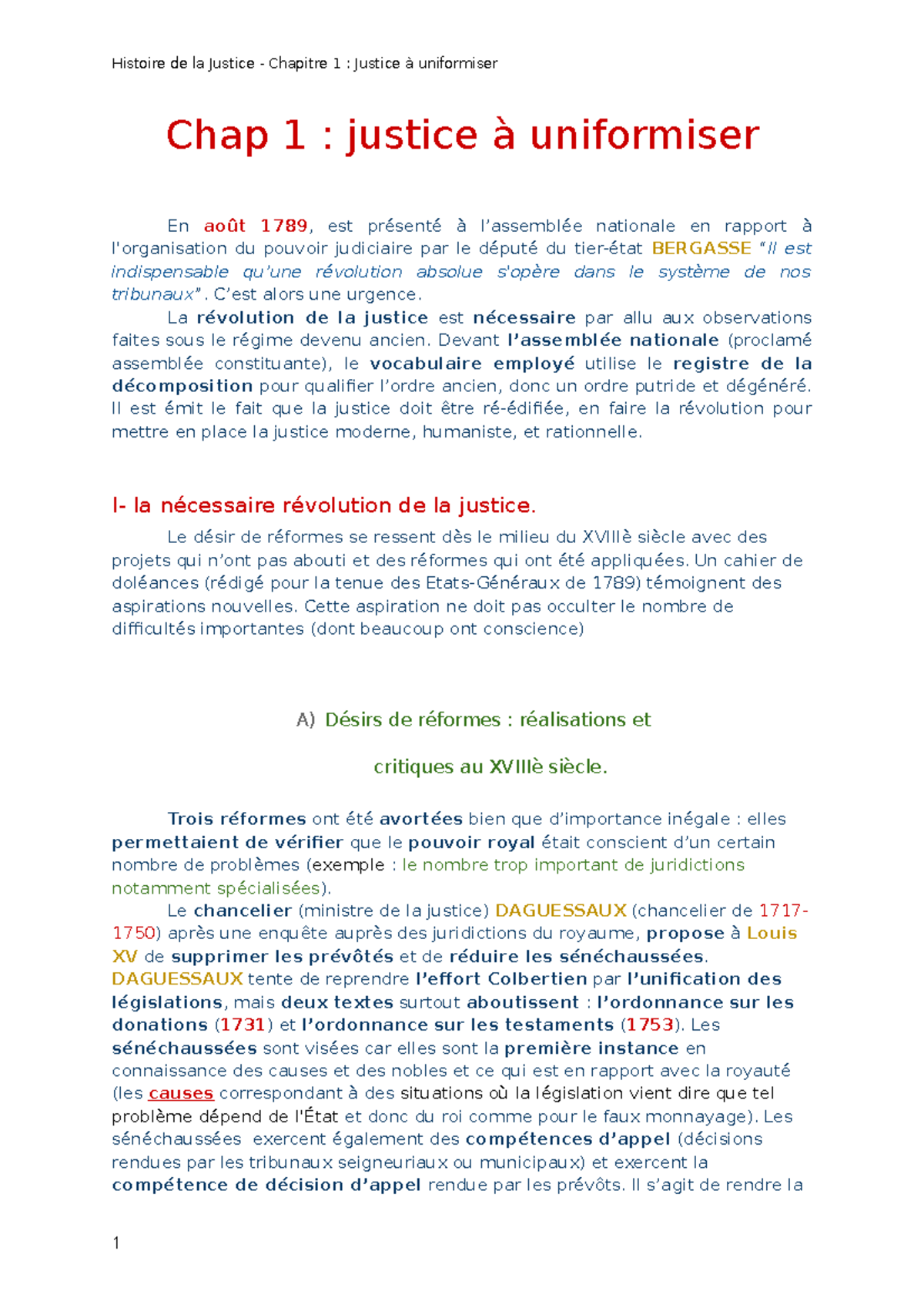 12 09 2022 - Histoire de la justice - Chapitre 1 - Chap 1 : justice à ...