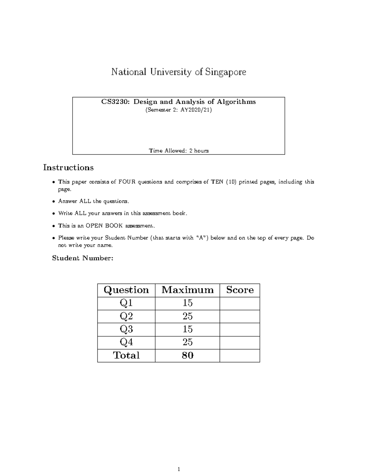 Final AY2021S2 ans - National University of Singapore CS3230: Design ...