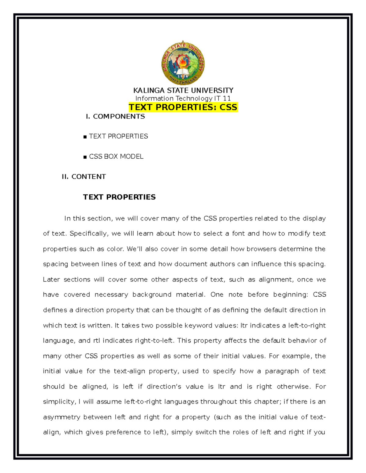 Text properties css information technology it subject detailed lesson