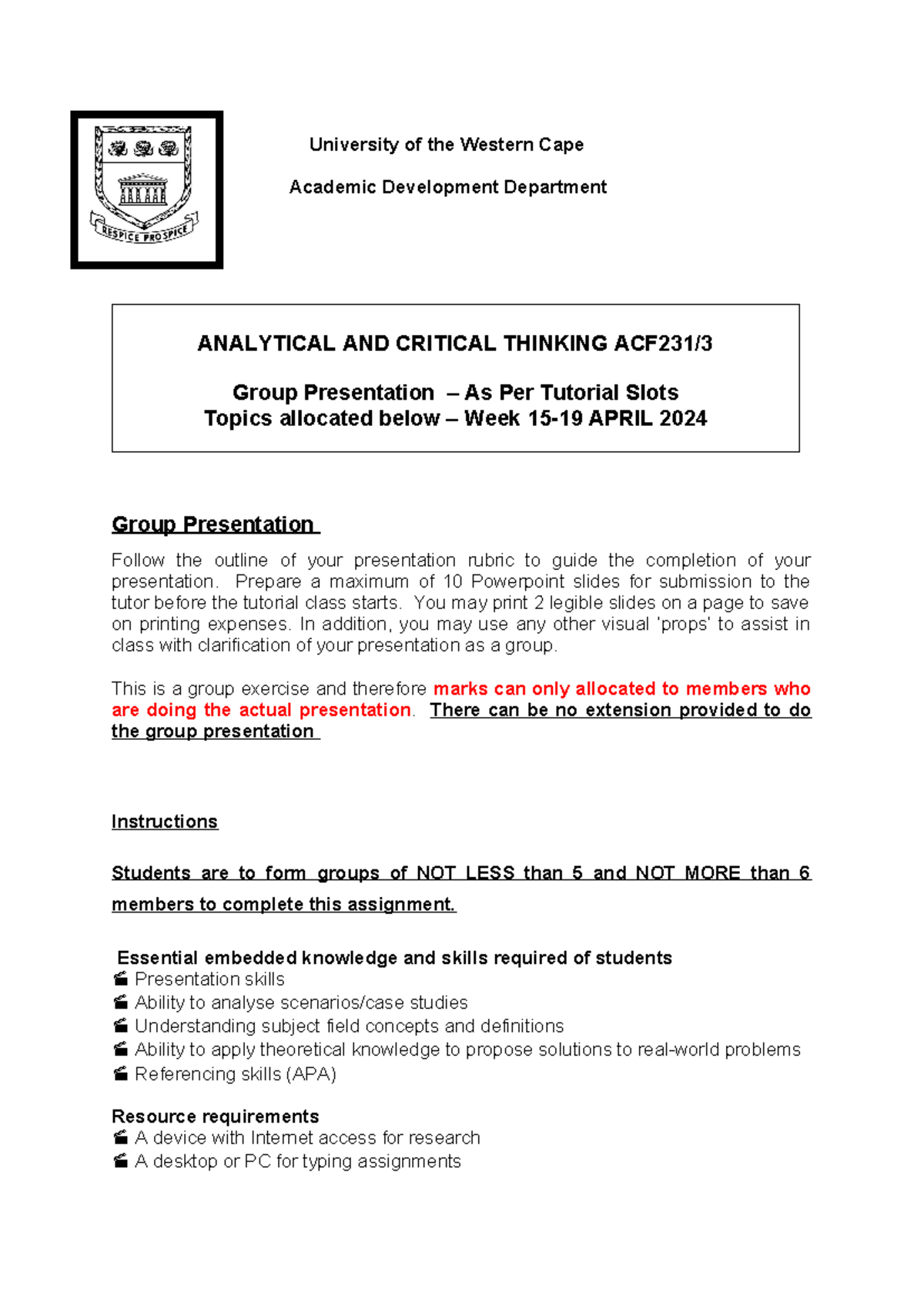 Presentation+ Topics+WEEK+3 +15-28+April+2024 - University of the ...