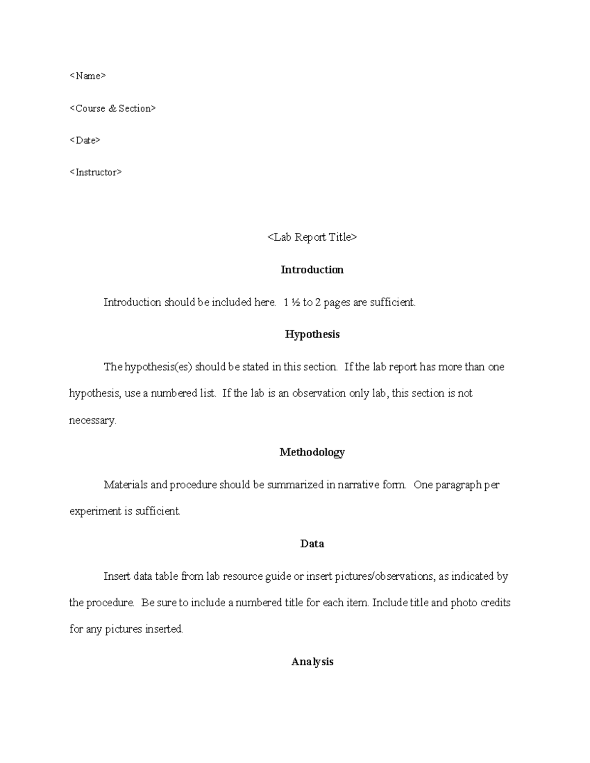 BIO 182 Lab Report Template S24 - - Studocu