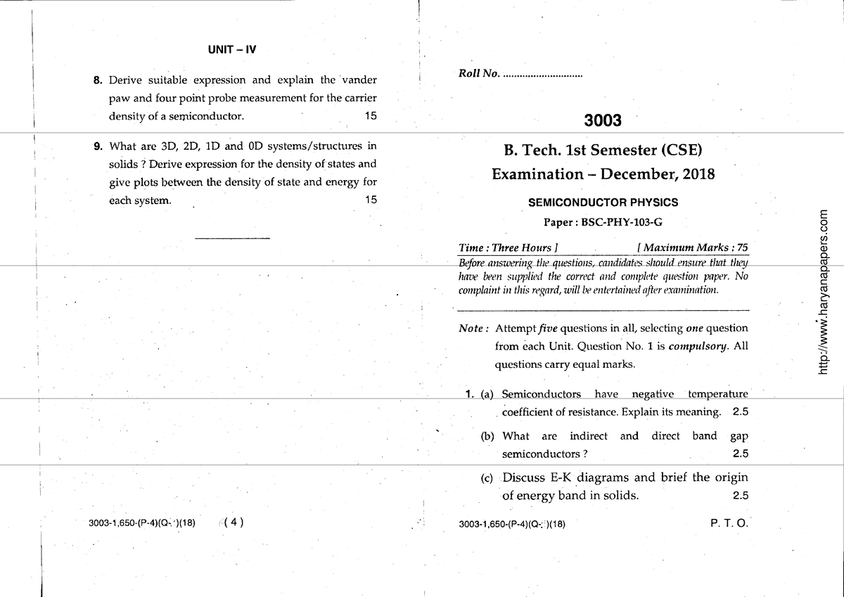 btech-1-sem-semiconductor-physics-3003-dec-2018-b-tech