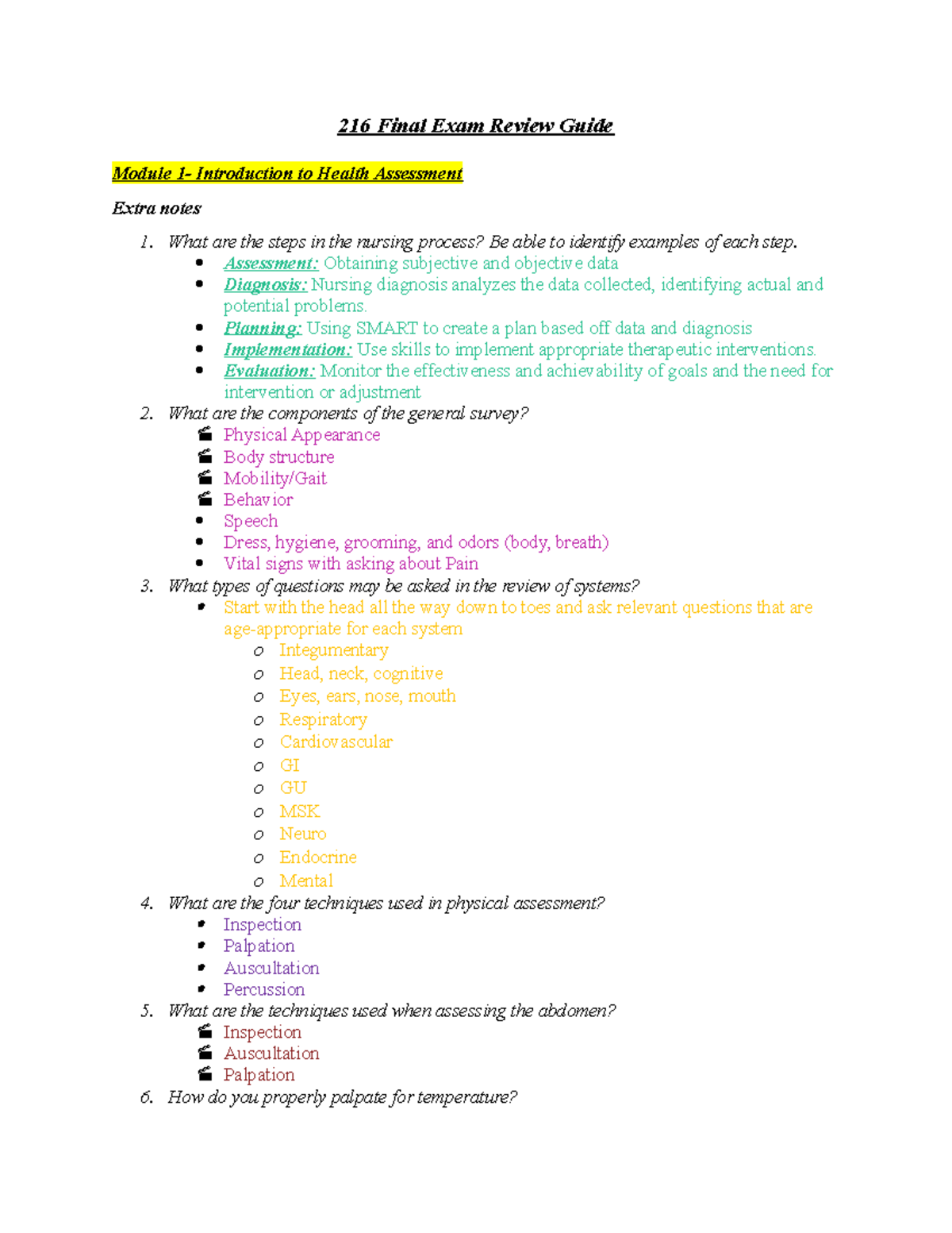 216 Final Exam Review - 216 Final Exam Review Guide Module 1 ...