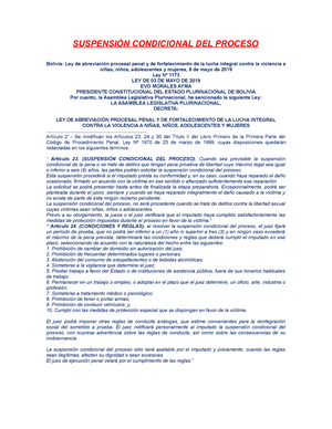 Suspension Condicional del Proceso - Carlos Villarroel Orgaz - SUSPENSIÓN  CONDICIONAL DEL PROCESO - Studocu