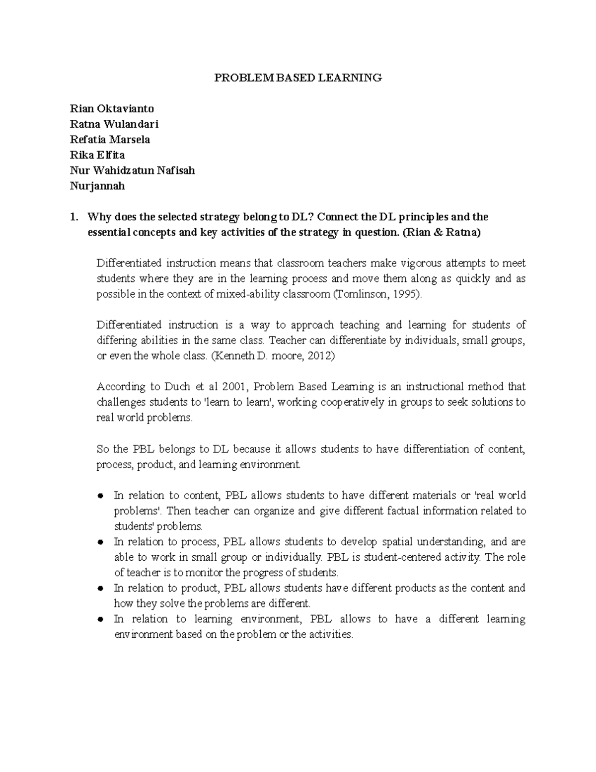 Problem Based Learning - Google Docs - PROBLEM BASED LEARNING Rian ...