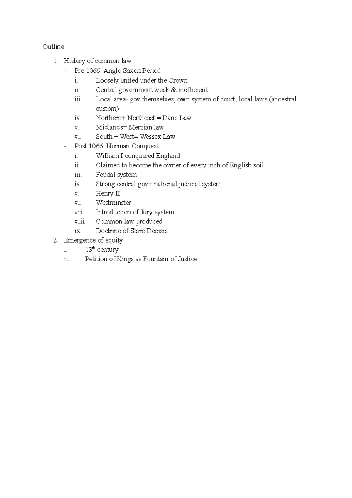 Chapter 7 ITL - just simply write one - Outline History of common law ...