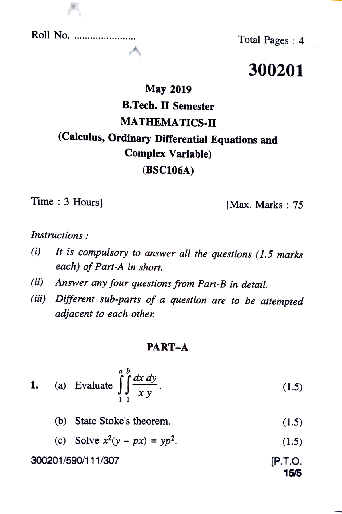 B.tech Mathematics 2 Calculus ,ordinary Differential Equations And ...