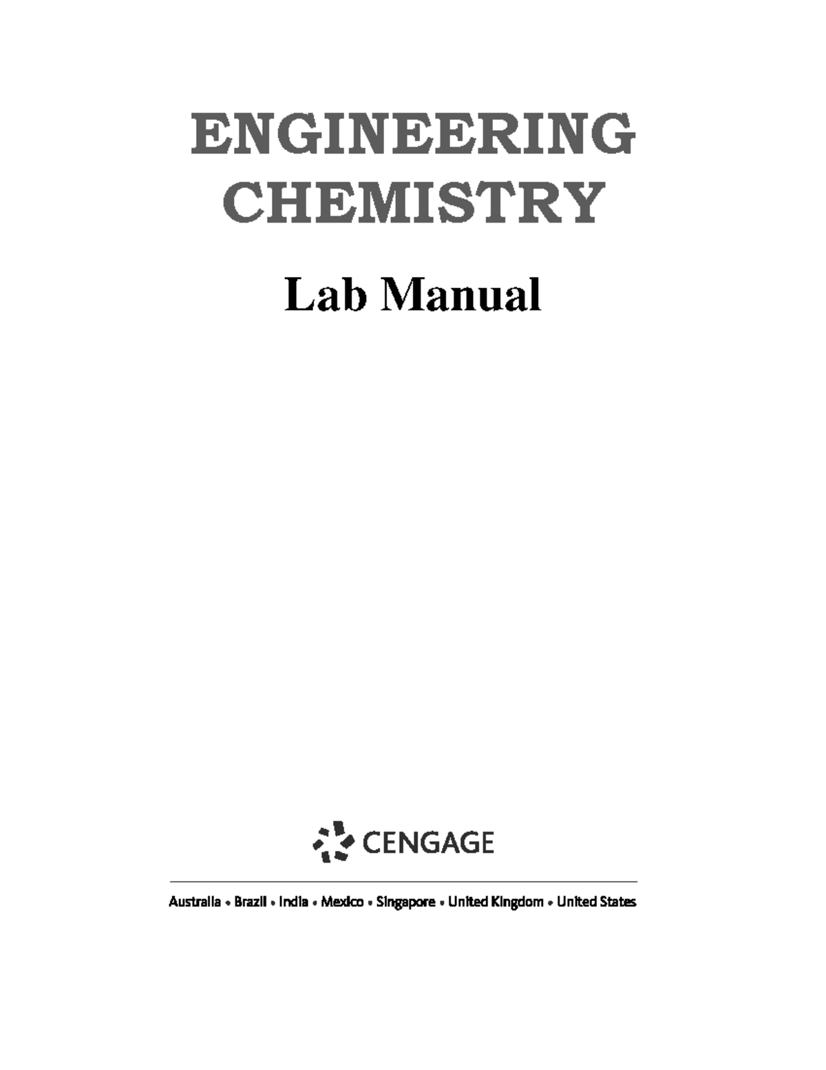 Lab Manual f ENGINEERING CHEMISTRY Lab Manual Contents Experiment 1