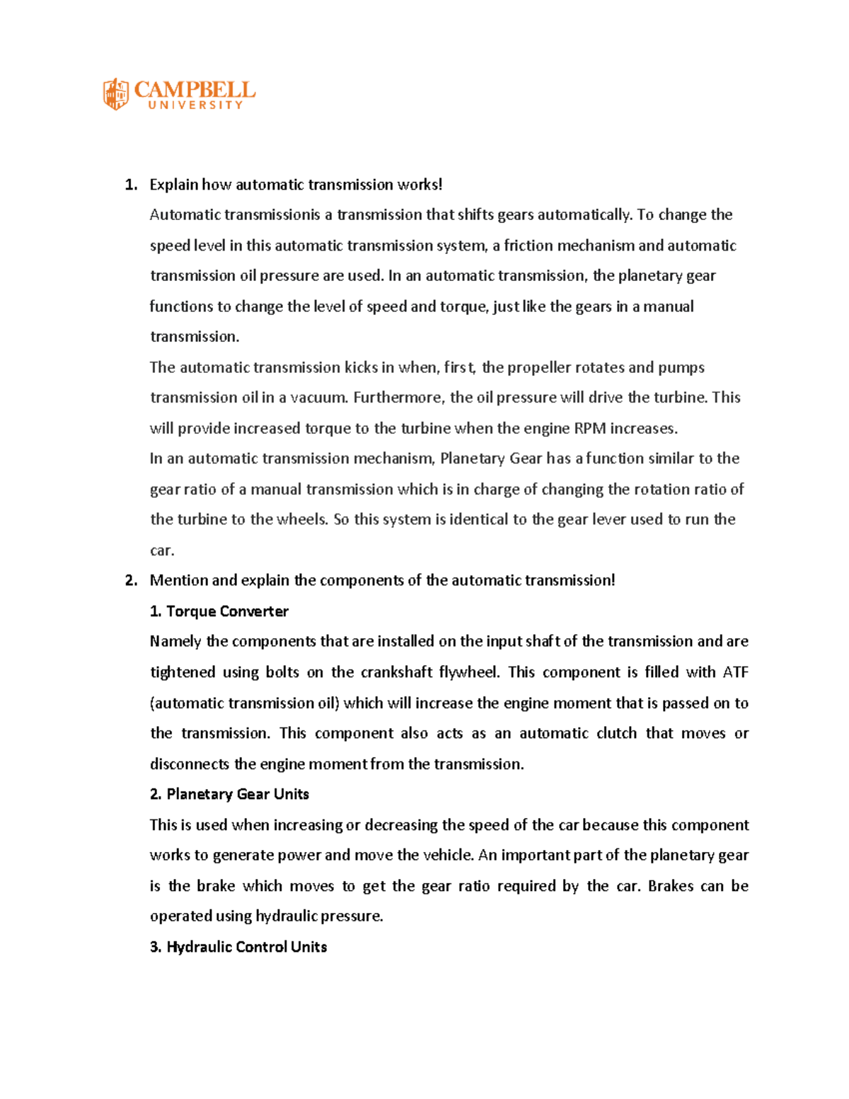 Doc6 - Mathematics - Explain how automatic transmission works ...