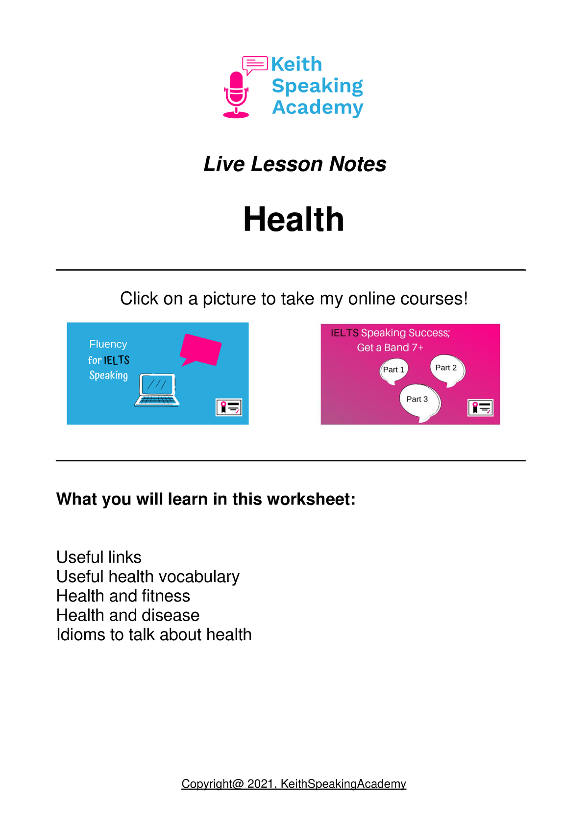 Health - Lesson Notes Berns - Live Lesson Notes Health - Studocu