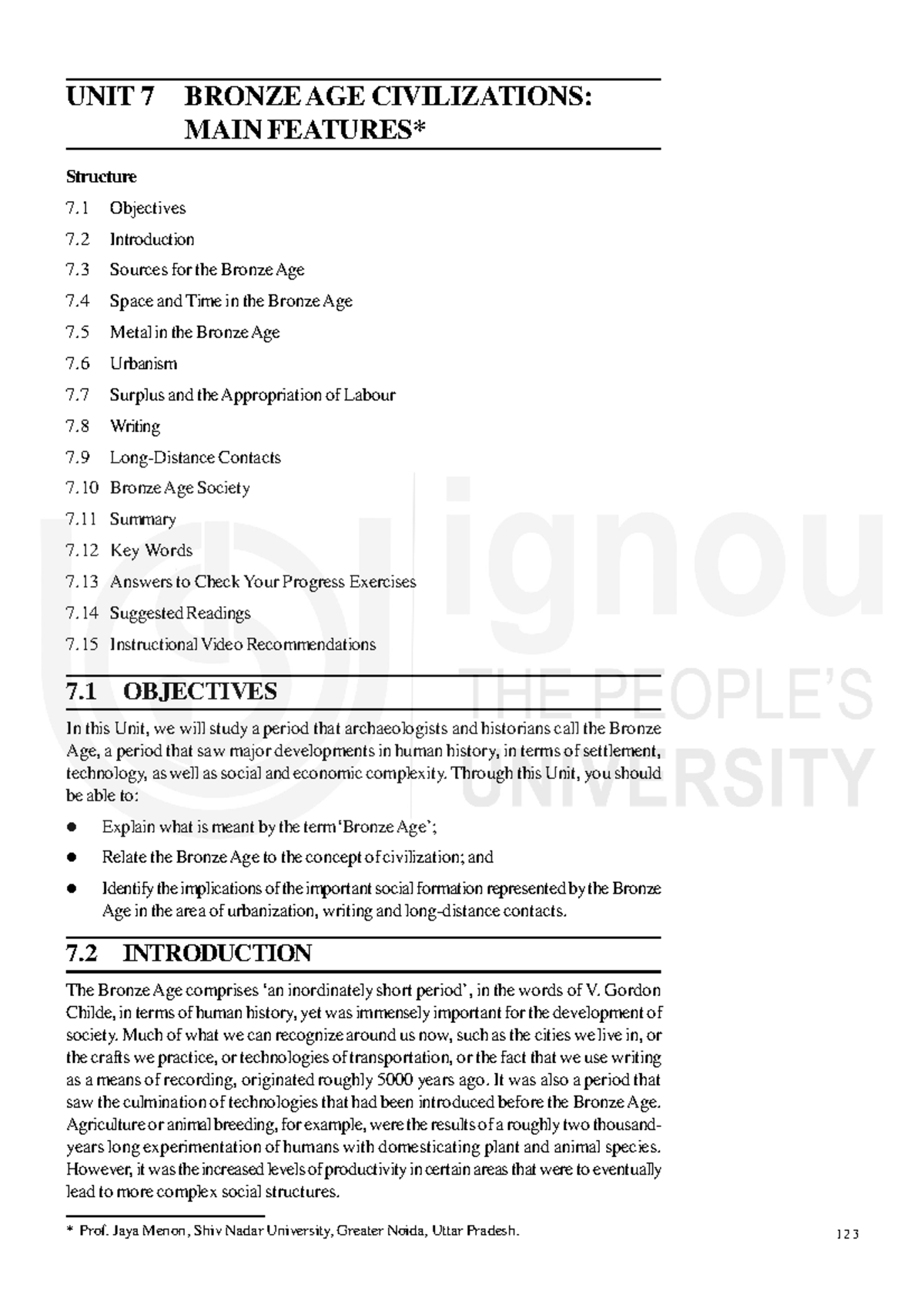 Unit7 Main features of Bronze Age civilization UNIT 7 BRONZE AGE