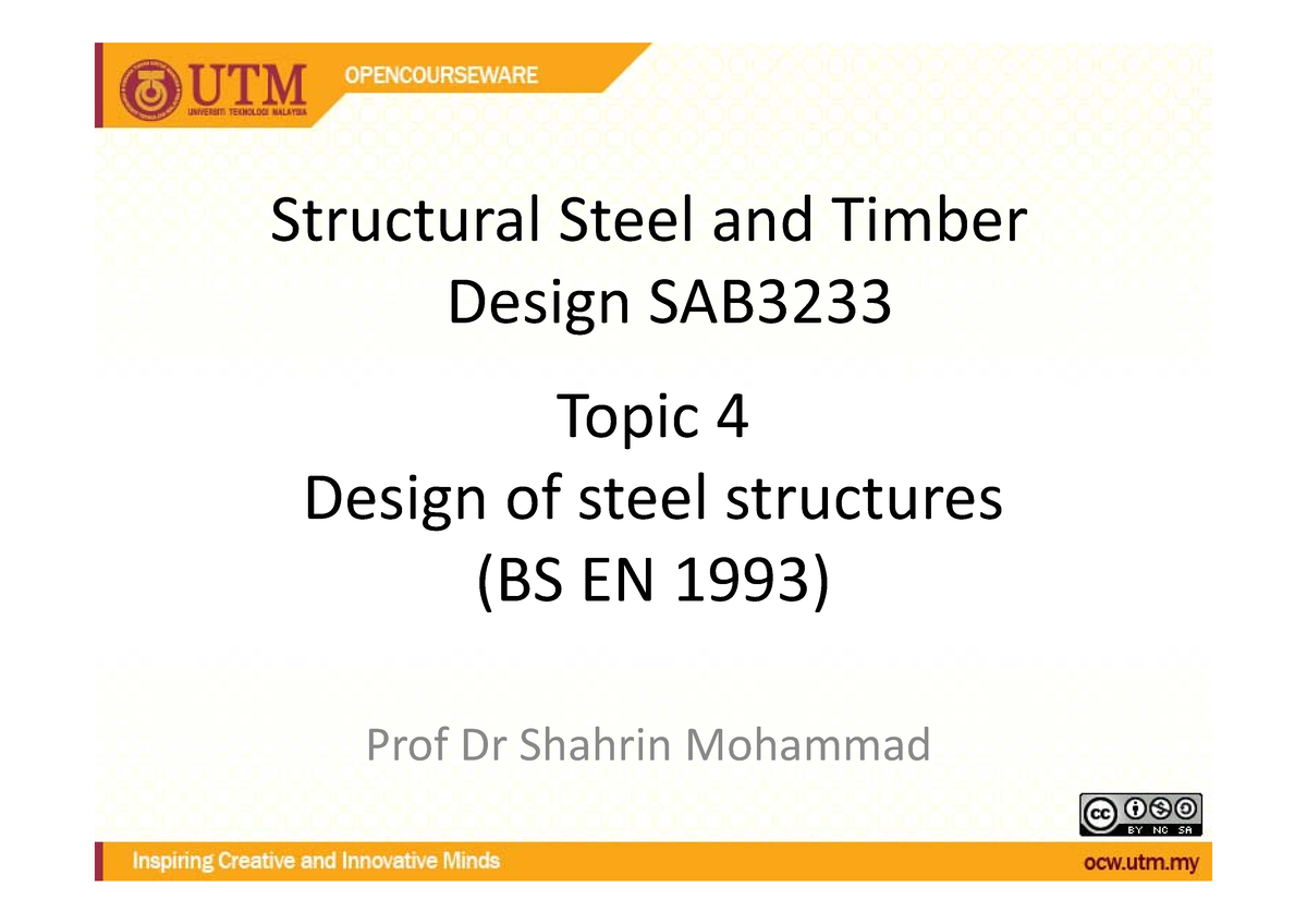 PDF OCW Topic 4 Design Of Steel Structures BS EN 1993 1 - Steel Design ...