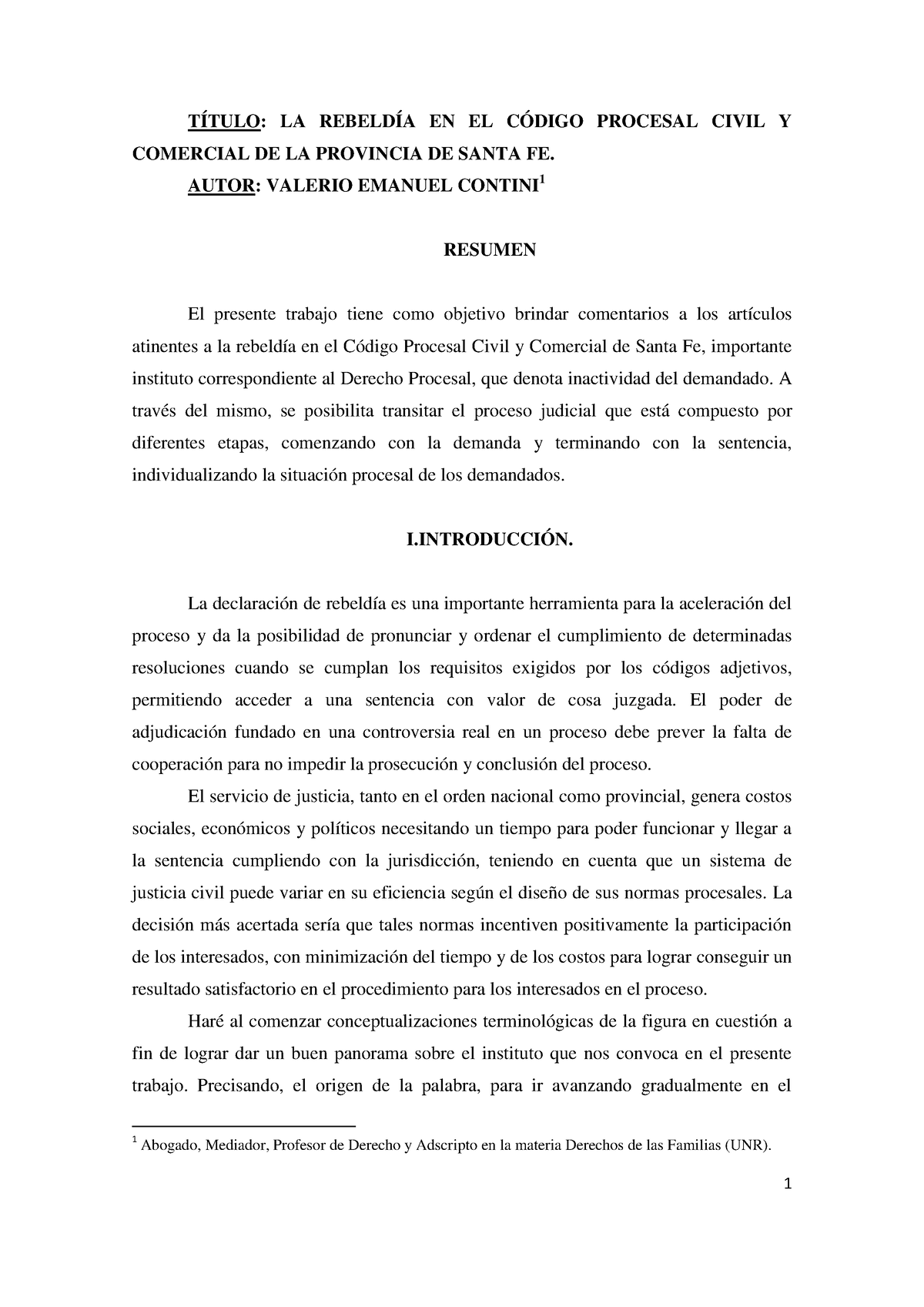 Monografía Rebeldía TÍtulo La RebeldÍa En El CÓdigo Procesal Civil Y Comercial De La 3502