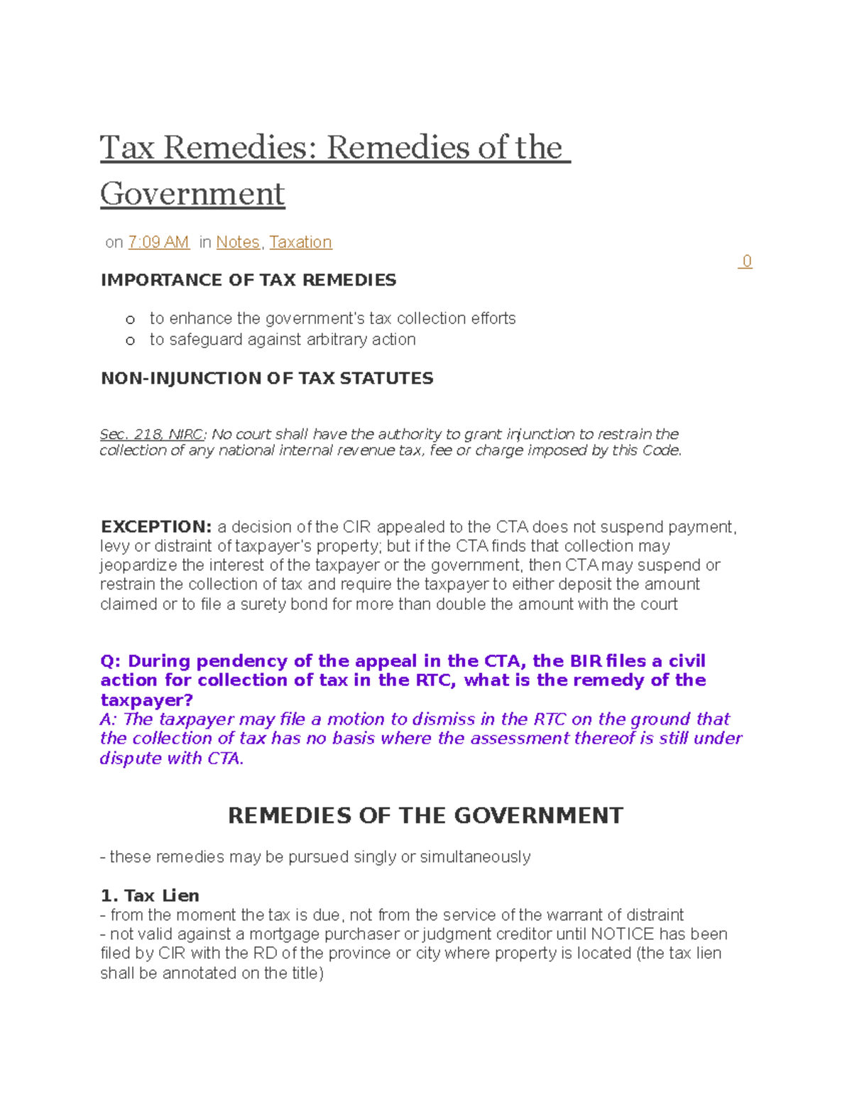 L9 Remedies Of The Government And Taxpayers - Tax Remedies: Remedies Of ...