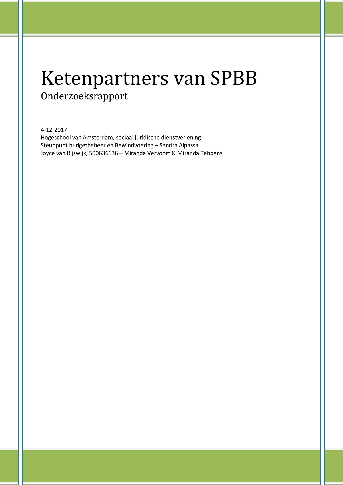 Onderzoeksrapport, Voorbeeld - Ketenpartners Van SPBB Onderzoeksrapport ...