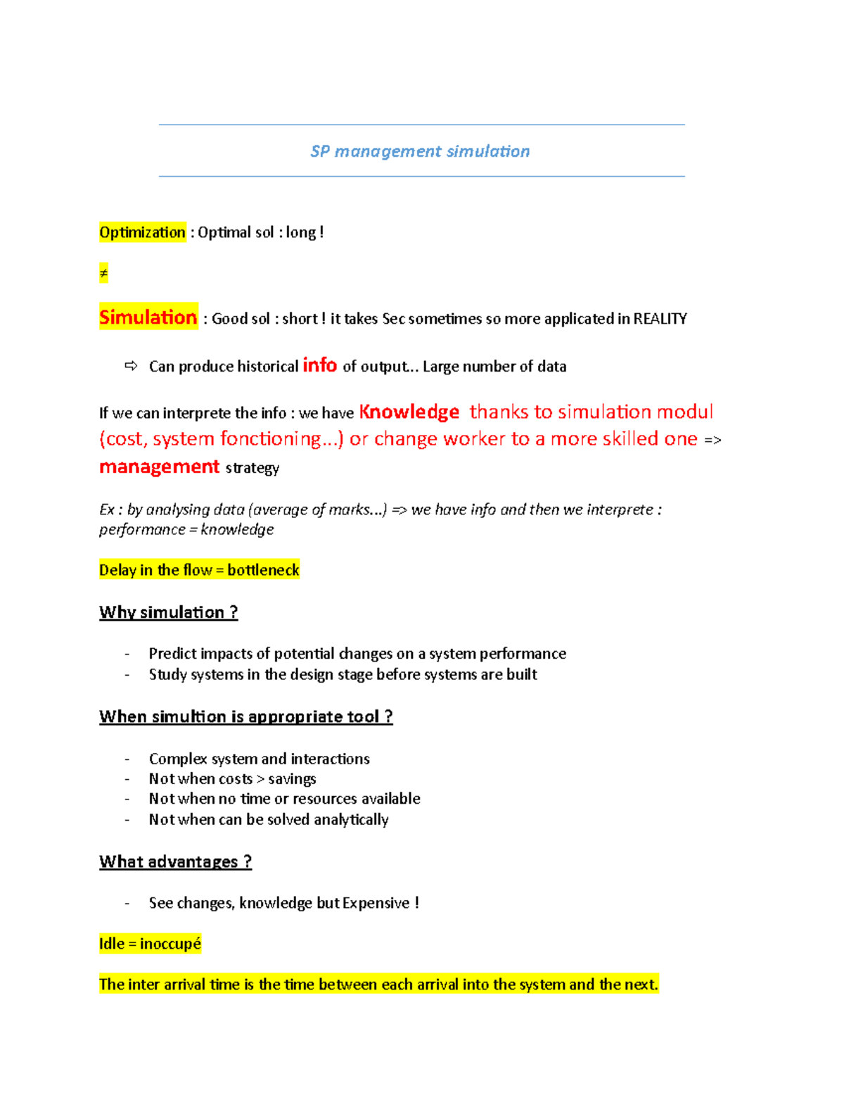 SP management simulation 1 - SP management simulation Optimization ...
