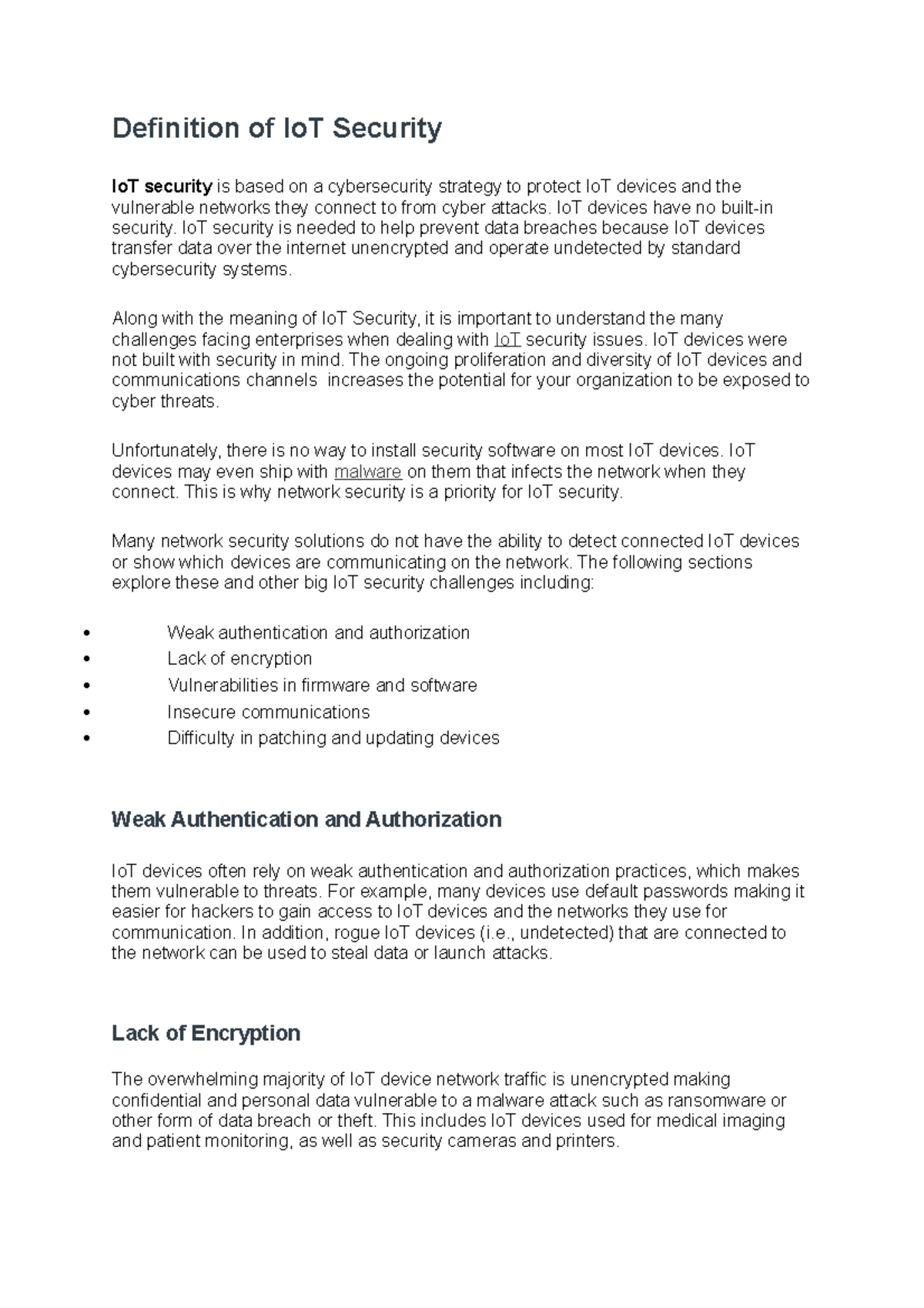 Definition of Io T Security Definition of IoT Security IoT security is based on a