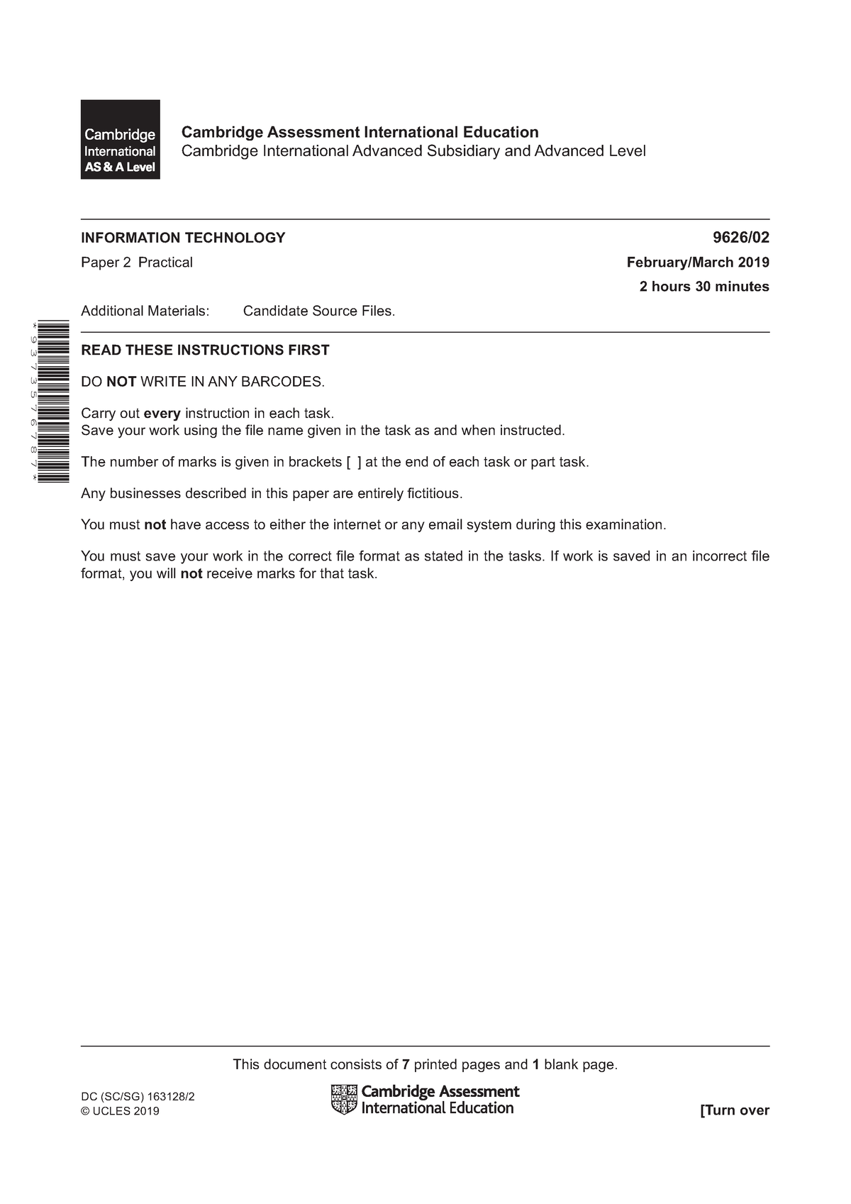 9626 m19 qp 02 - ICT notes - This document consists of 7 printed pages ...