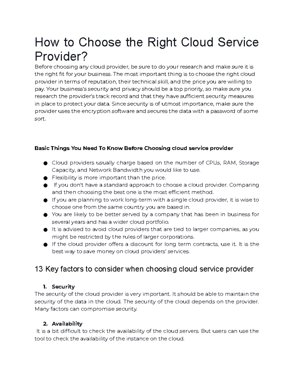 How Do I Choose a Cloud Service Provider - How to Choose the Right ...