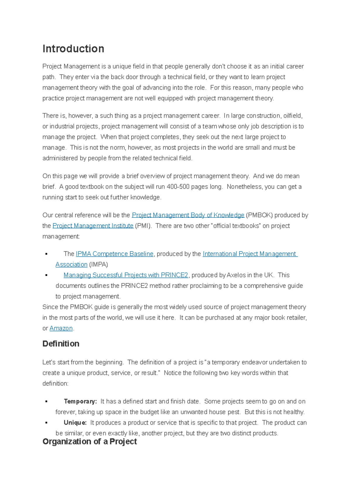 Introduction to project planning - Introduction Project Management is a ...