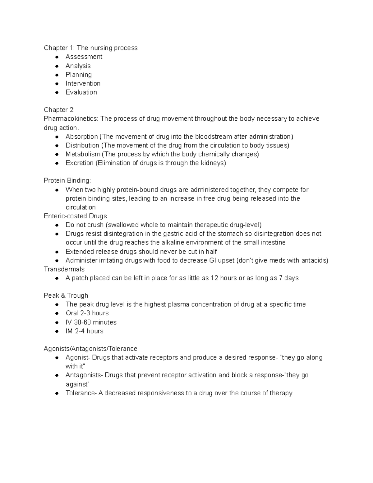 Pharm Review 2 - Chapter 1: The nursing process Assessment Analysis ...
