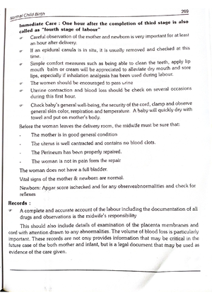 4th Stage Of Labour Obstetrics And Gynaecology Of Nursing Studocu