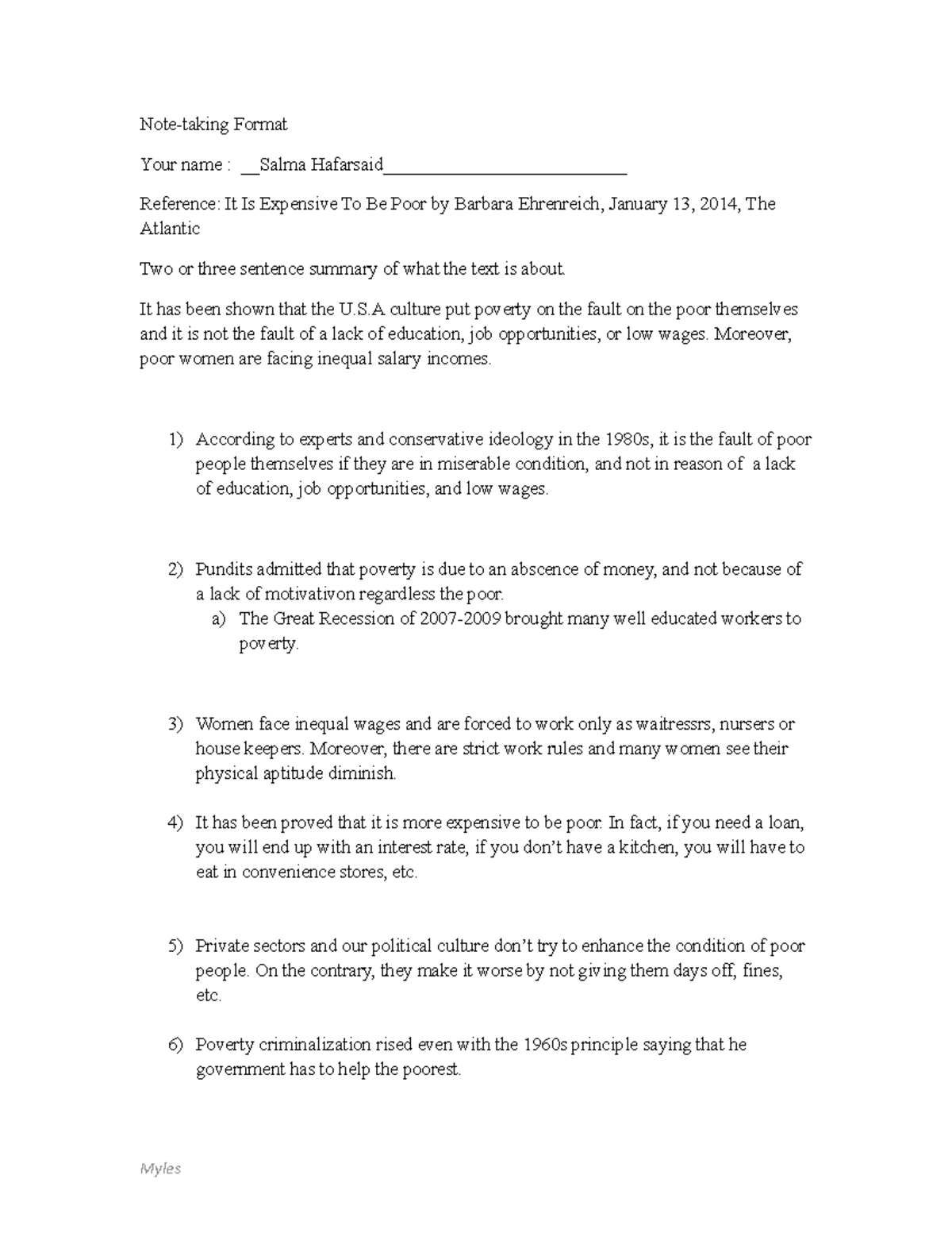 ESL 204 Note-taking Format expensive to be poor - Note-taking Format ...