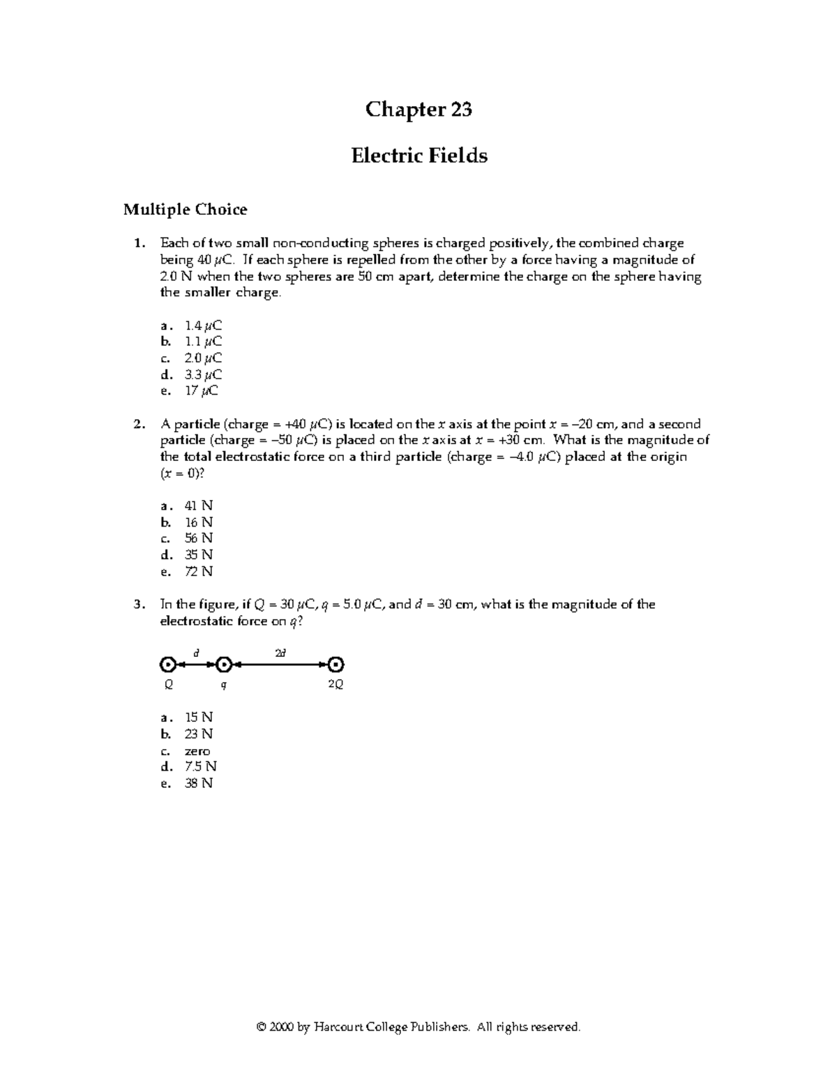 Exam Physics 10 Finance 600 Uj Electric Fields Multiple Choice Each Of Studocu