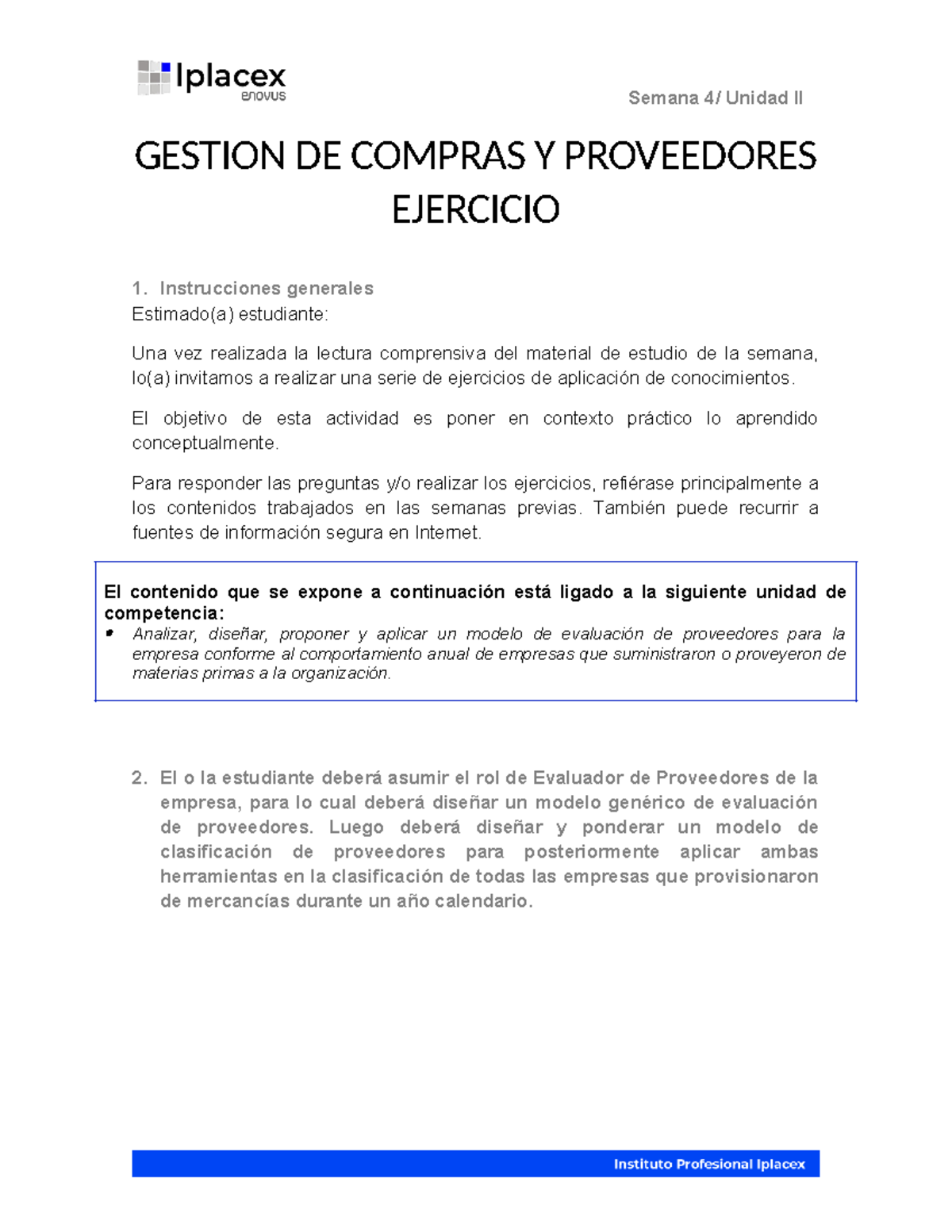 EJ 4 - GESTION DE COMPRAS Y PROVEEDORES EJERCICIO 1. Instrucciones ...