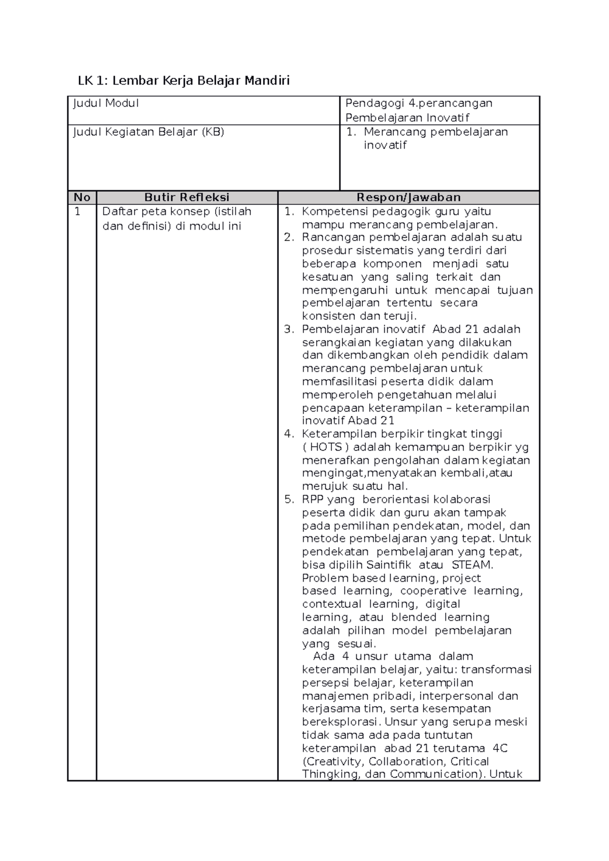 LK-1 PDGG 4 KB 1 1 - LK FY Modul 3 - Pembelajaran Inovatif KB 4 - LK 1 ...