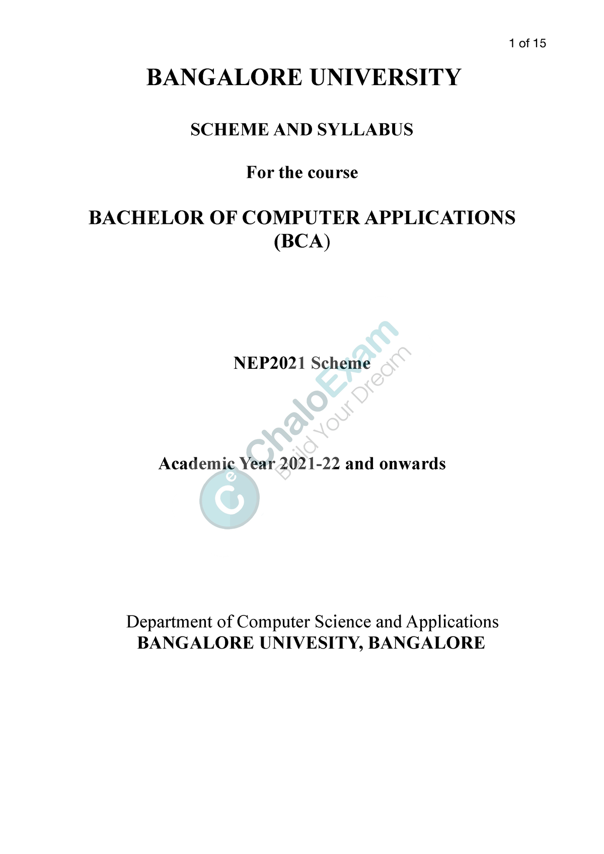 BCA -BU NEP - Notes - BANGALORE UNIVERSITY SCHEME AND SYLLABUS For The ...