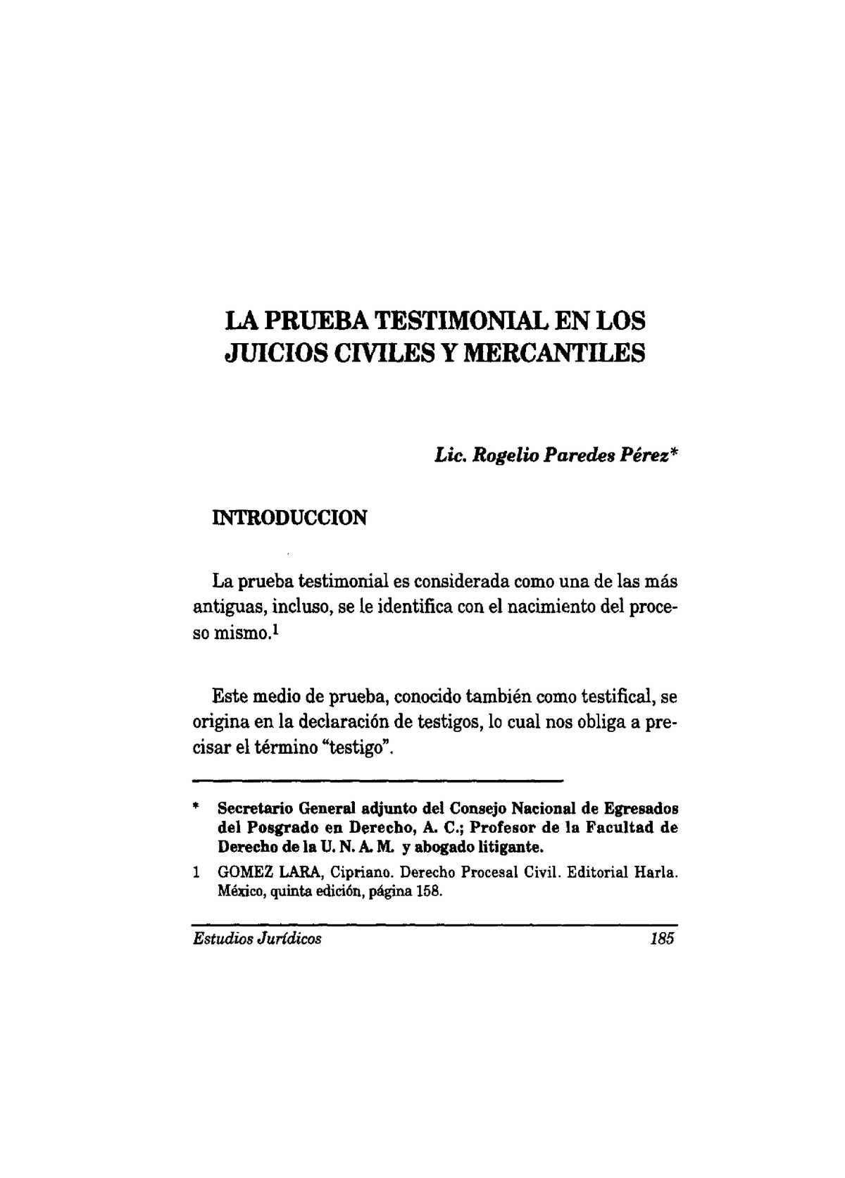 Prueba Testimonial Estudio DE LA Prueba Derecho Procesal Civil Studocu