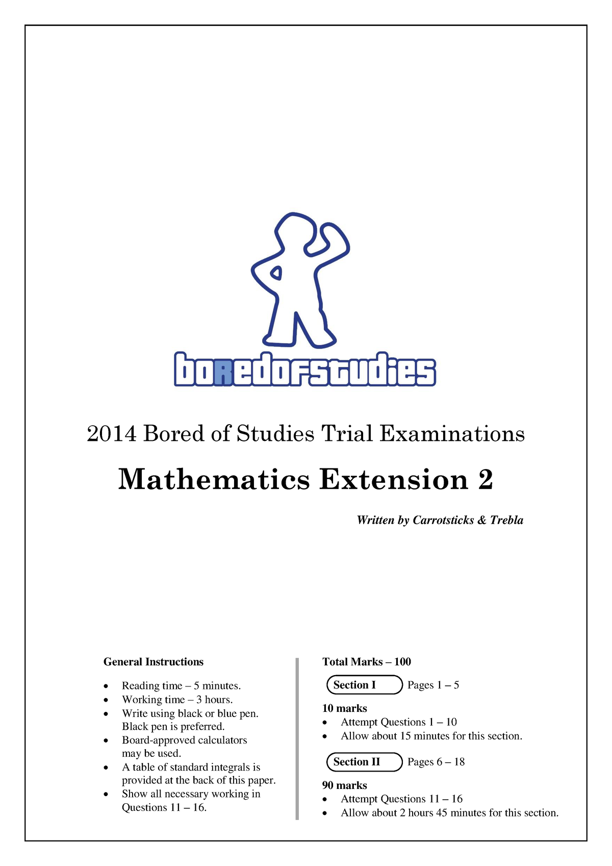 2014 Bo S Trials Mathematics Extension 2 - 2014 Bored Of Studies Trial ...