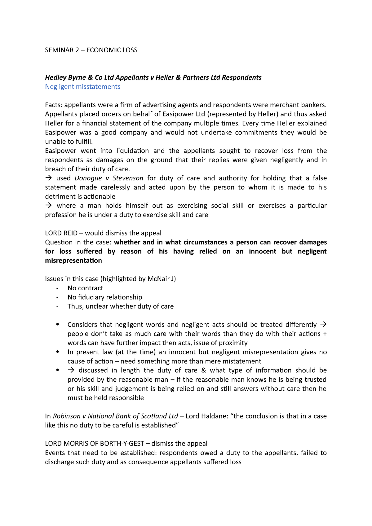 seminar-2-notes-economic-loss-seminar-2-economic-loss-hedley-byrne