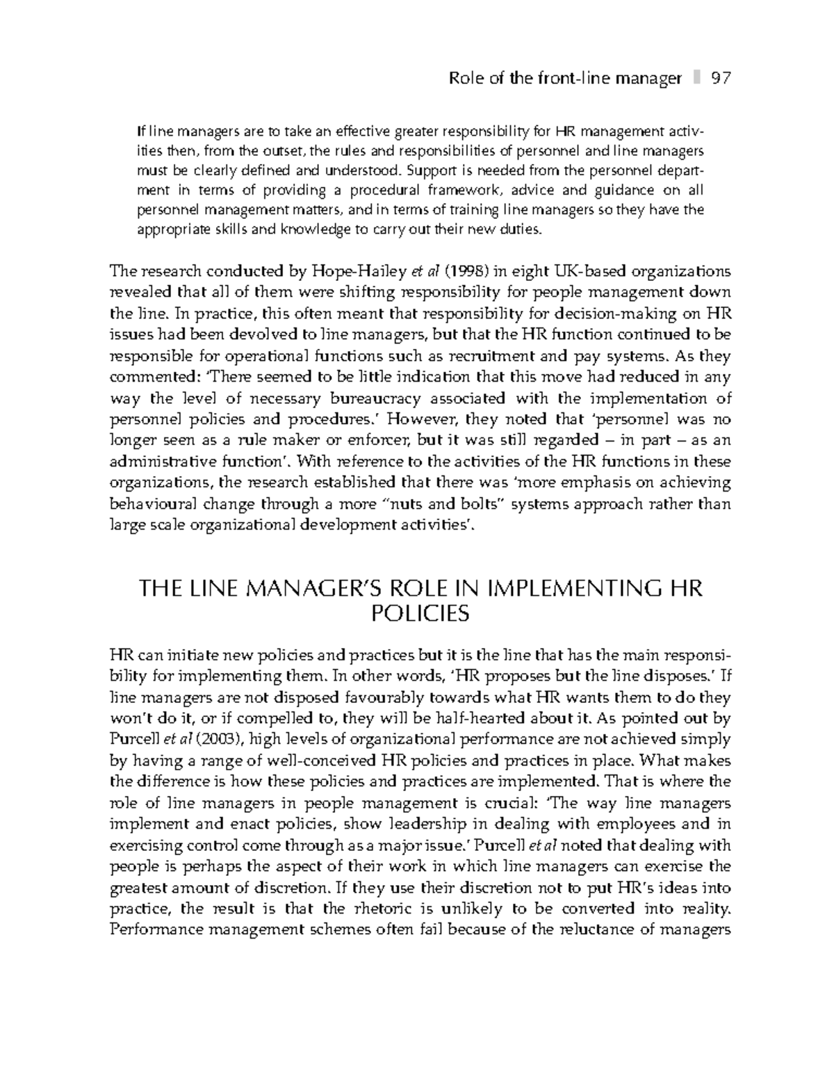 Human Resource Management - If line managers are to take an effective ...